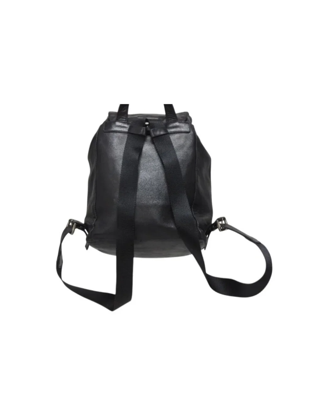 Prada Backpack Triangle Plate Logo Black Silver Leather 4